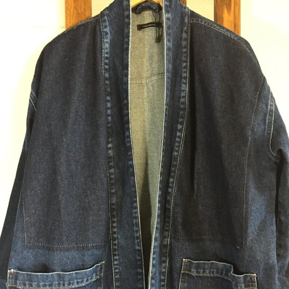 Trendyol Loose Fit Denim Jacket Jackets & Blazers - TRENDYOL OPEN FRONT DENIM JACKET